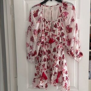 Free People Pink Floral Dress with Tassels